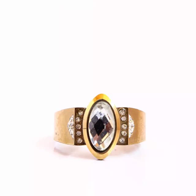 Gold and White Color Unique Ring