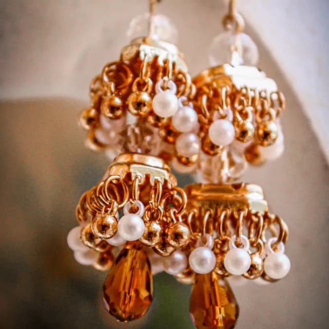 White and Gold Earings
